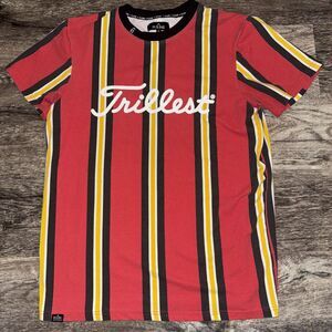 RS1NE Men's Large Red Striped Shirt Trillest Street‎